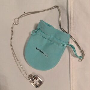 Vintage Tiffany & Co. Silver Large Huge Stencil Cross Necklace Pendant 24.5